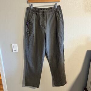 LL Bean Gray 100% Cotton Straight Leg Cargo Pants Size 10 M Tall